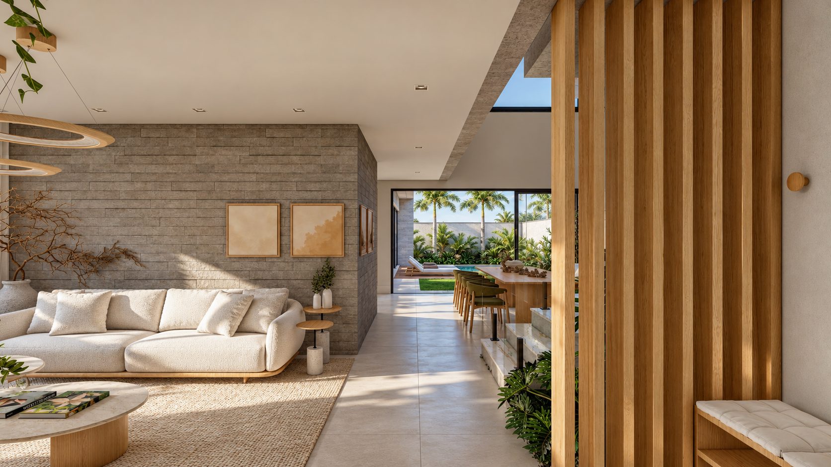 Render de sala de estar